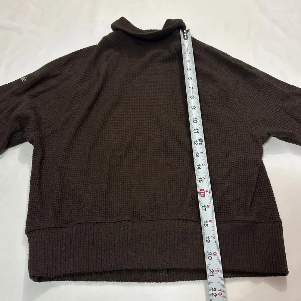 Alo Women XXS Waffle Weekend Escape Mock Neck Long Sleeve Athleisure Comfortable